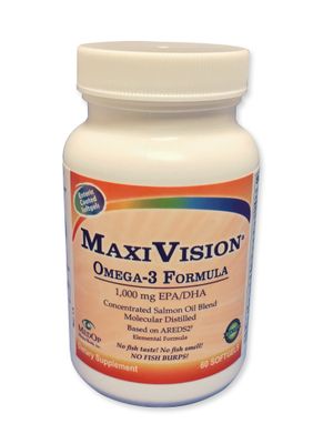 MaxiVision MaxiTears Omega-3 Formula (60-Count) - Omega-3 Fish Oil Supplement for Eye Health &amp; Dry Eye Support - Enteric Coated Softgels - 1 Bottle