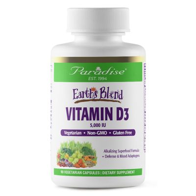 Paradise Herbs Earth&#39;s Blend Vitamin D3, Superfoods Base of Probiotics and Organic Alkalizing Greens, Veggies &amp; Berries, 90 Vegetarian Capsules