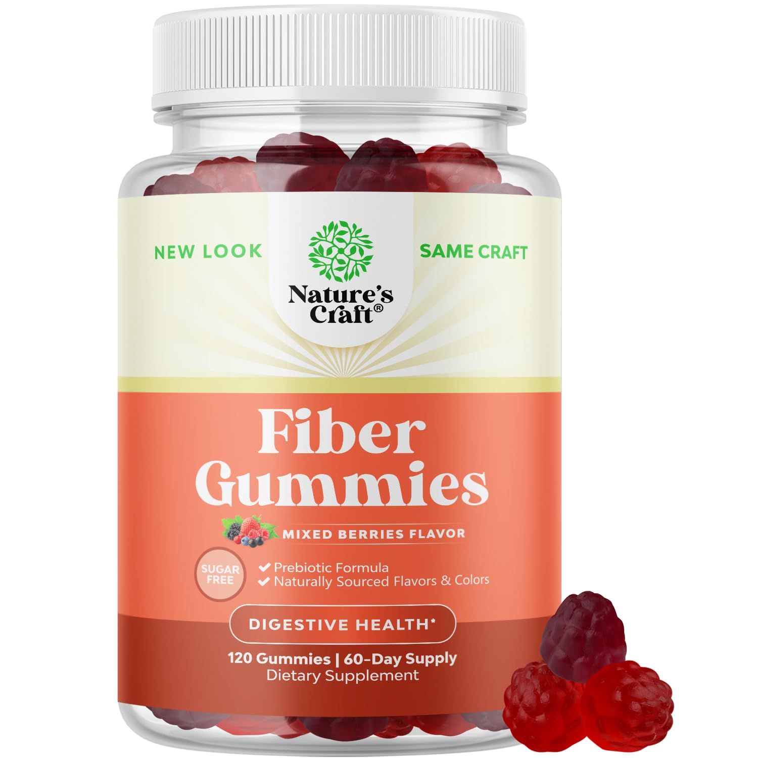 Sugar Free Fiber Gummies for Adults - High Fiber Supplement Gummies Vitamins for Adults with Prebiotic Soluble Chicory Root for Immunity and Digestive Support - Non GMO Halal Vegan Kosher Gluten Free