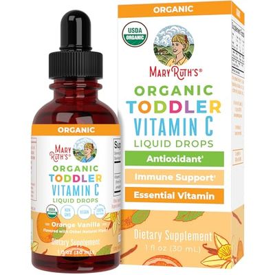 MaryRuth Organics Toddler Vitamin C Drops | USDA Organic Vitamin C Liquid Drops for Toddler | Ages 1-3 Years | Vitamin for Immune Support &amp; Overall Health | Vegan | Non-GMO | Gluten Free | 30 Servings