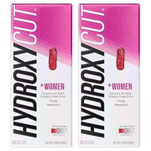 Hydroxycut +Women - 60 Rapid-Release Liquid Capsules, Pack of 2 - Includes Biotin, Collagen, Folate &amp; Iron