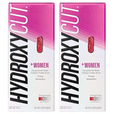 Hydroxycut +Women - 60 Rapid-Release Liquid Capsules, Pack of 2 - Includes Biotin, Collagen, Folate &amp; Iron