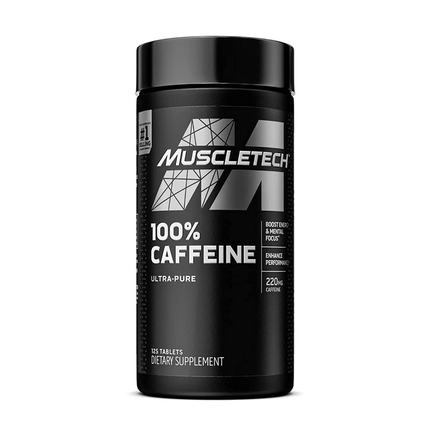 Caffeine Pills, MuscleTech 100% Caffeine Energy Supplements, PreWorkout Mental Focus + Energy Supplement, 220mg of Pure Caffeine, Sports Nutrition Endurance &amp; Energy, 125 Count (Package may vary)