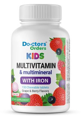 Doctors Orders Multivitamin &amp; Multimineral with Iron Chewables for Kids - Vegetarian - Gluten Free Vegetarian - Great Tasting - Natural Flavored Pectin Chews with Vitamins A, B, C, D &amp; E - 150 Count