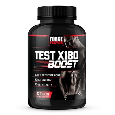 FORCE FACTOR Test X180 Boost Testosterone Booster and Energy Supplement for Men, Boost Energy, Increase Stamina, Enhance Vitality and Performance, with D-Aspartic Acid and Fenugreek, 120 Tablets