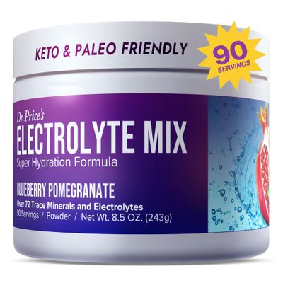 Dr. Price Electrolytes Powder No Sugar - Electrolyte Mix - Hydration Drink - Keto Electrolytes - Fasting Electrolytes - Water Enhancer, Non-GMO, Sports Drink - 90 Servings - Blueberry-Pomegranate