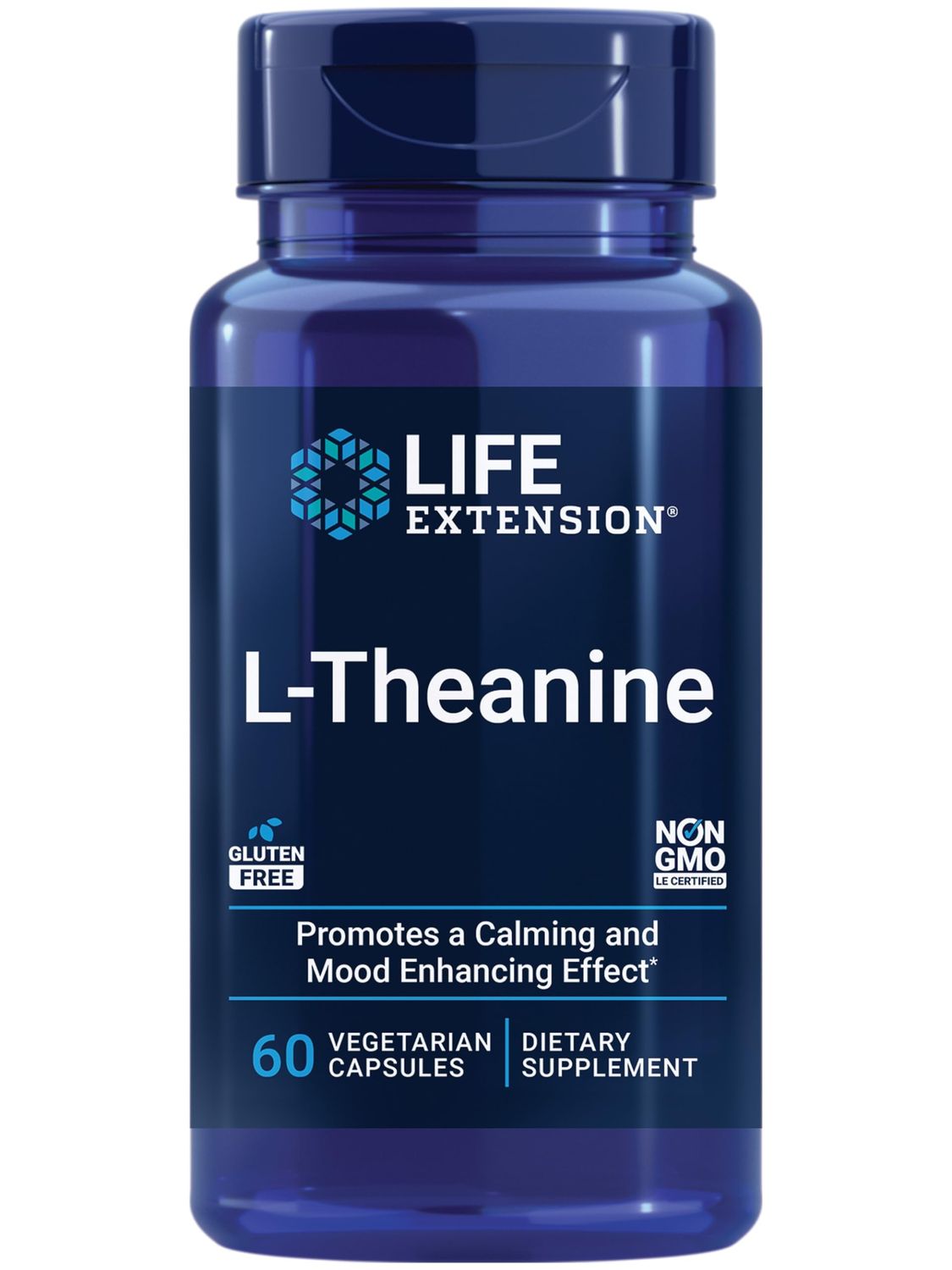 Life Extension L-Theanine, 100 mg, 60 Vegetarian Capsules - Supports a Calming &amp; Mood Enhancing Effect, Amino Acid Derived From Tea - Gluten-Free, Non-GMO