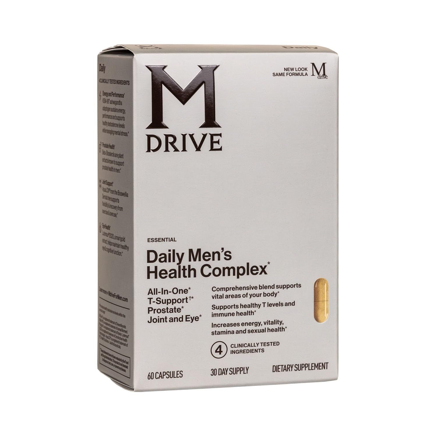 Mdrive Classic Testosterone Booster for Men, Support Healthy Prostate, Eyes, Joint, Energy, Stress Relief, KSM-66 Ashwagandha, Beta-Sitosterols, 60ct.