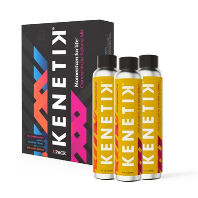 Kenetik Ketone Drink Mix, Exogenous Ketones Blend, Keto, Caffeine &amp; Sugar Free, Vegan Nootropics Brain Supplement for Memory and Focus, D-BHB Ketones - Pineapple Passionfruit, 3PK (12 Servings)
