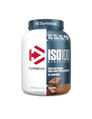 Dymatize ISO 100 Hidrolized 100% Whey Protein Isolate with 25g of Protein 1, Fudge Brownie, 48 Oz 42 servings