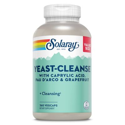 SOLARAY Yeast Cleanse, Detox Cleanse for Healthy Yeast Balance Support, with Caprylic Acid, Pau d&#39;Arco, Licorice Root Extract and Grapefruit Seed Extract, 60-Day Guarantee, 60 Servings, 360 VegCaps