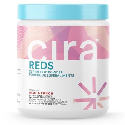 Cira Glow-Getter Reds Superfood Powder - Antioxidants &amp; Polyphenols for Increased Energy &amp; Gut Health - 30 Servings, Aloha Punch
