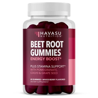Beet Root Gummies with COQ10 Energy Supplement - Nitric Oxide Supplement for Healthy Energy &amp; Performance Support With Pomegranate Extract - Beet Root Supplements - Mixed Berry - 60 Vegan Gummies
