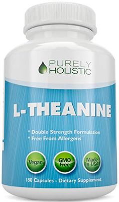 Purely Holistic L-Theanine 200mg (Double-Strength), 180 Vegan Capsules, 6 Month Supply, Non GMO &amp; Gluten Free Ltheanine Vitamins