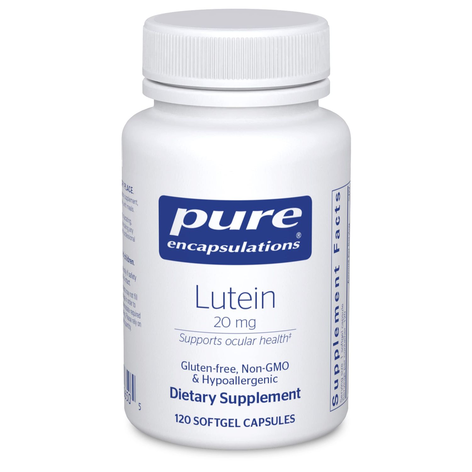 Pure Encapsulations Lutein 20 mg | Hypoallergenic Antioxidant Support for Healthy Visual Function | 120 Softgel Capsules