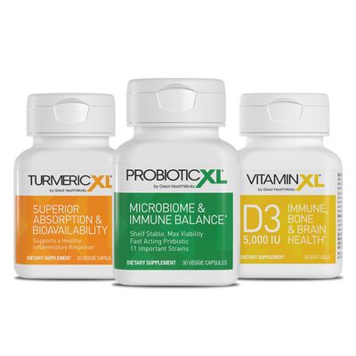 TrioXL - 3 Powerful Supplements That Promote a Strong Immune System, Includes TumericXL, VitaminXL D3 &amp; ProbioticXL, Gluten-Free Immune Booster, 3-30 Count