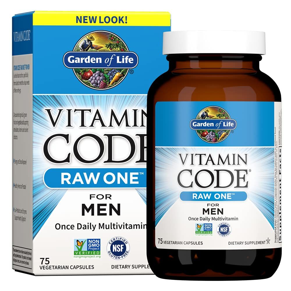 Garden of Life Multivitamin for Men, Vitamin Code Raw One - Once Daily, Vitamins Plus Fruit, Veggies &amp; Probiotics, 75 Count