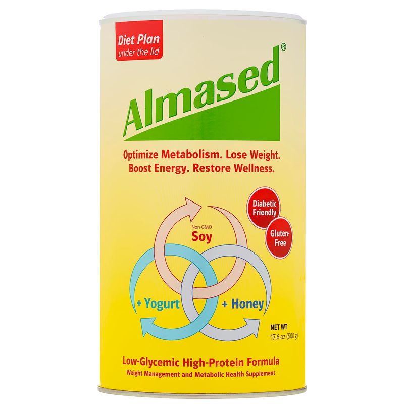 Almased Meal Replacement Shake - Low-Glycemic High Plant Base Protein Powder- Nutritional Weight Health Support Supplement - Original Flavor - 17.6 oz