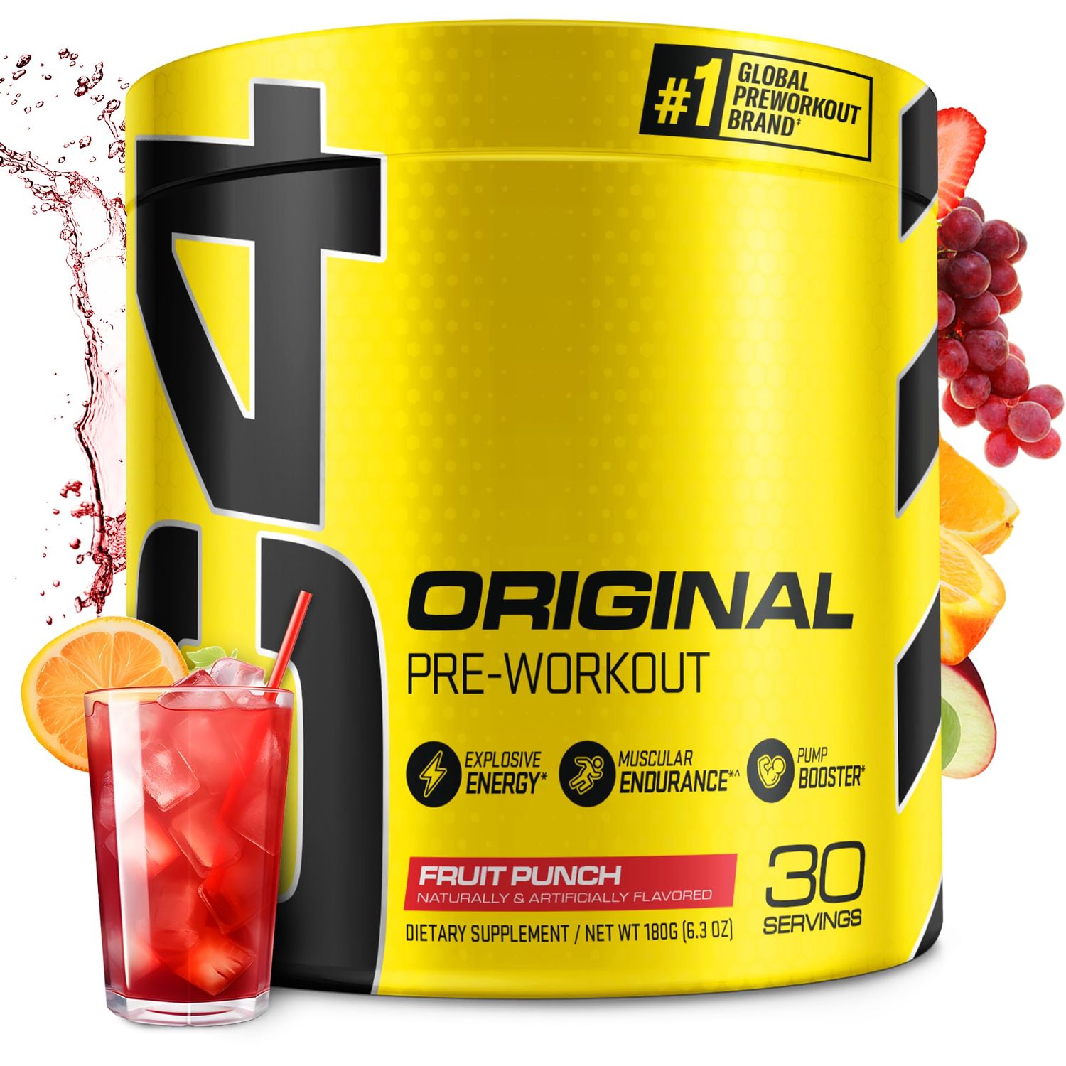 Cellucor C4 Original Pre Workout Powder Fruit Punch | Vitamin C for Immune Support | Sugar Free Preworkout Energy for Men &amp; Women | 150mg Caffeine + Beta Alanine + Creatine | 30 Servings