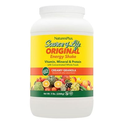NaturesPlus Source of Life Energy Shake - 5 lbs, Vegetarian Drink Mix - Granola Flavor - Multivitamin, Mineral &amp; Protein Powder - Whole Food Meal Replacement - Non-GMO, Gluten-Free - 58 Servings