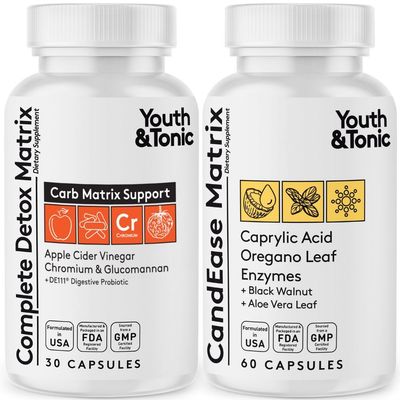 CandEase &amp; Complete Detox Pills | Body Alkalise Restoring Normal Acidity Level | Digestive Balance &amp; Gut Health Support | Cleanse Complex wIith More Probiotics Caprylic Acid Oregano Enzymes ACV