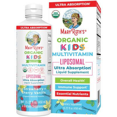 MaryRuth&#39;s Kids Multivitamin lipsomal | Vegan, Sugar-Free Vitamins for Kids Ages 4+ | Childrens Vitamins 1-2 Month Supply | Multivitamin for Kids | Multi | Kids Vitamins | 15.22 Fl Oz