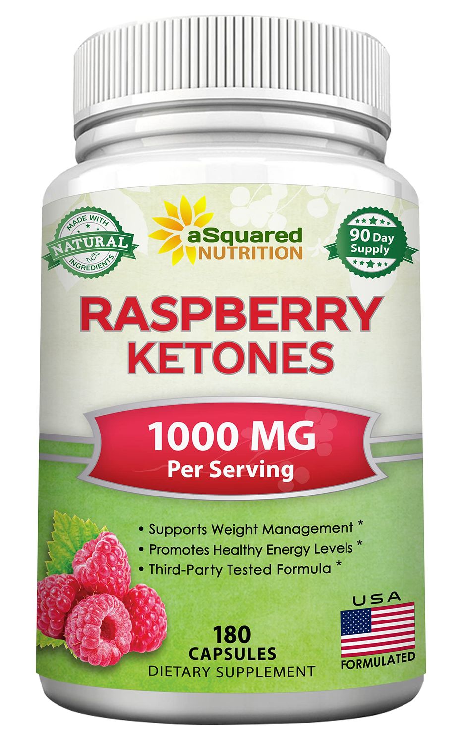 aSquared Nutrition Natural Raspberry Ketones 1000mg-180 Capsules-Weight Loss Supplement, Max Strength Plus Appetite Suppressant Diet Pills, Premium Lean Health Powder to Boost Pure Energy &amp; Metabolism