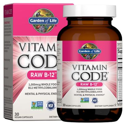 Garden of Life B12 - Vitamin Code Raw - 30 Capsules, 1,000mcg Whole Food Methylcobalamin for Energy, Vegan B12 Vitamin plus Probiotics &amp; Enzymes, Gluten Free Supplements