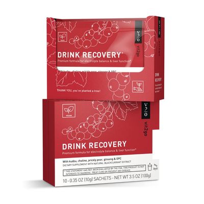 Vit2Go Drink Recovery Electrolytes Powder with Vitamins, Vegan Electrolyte Packets for Hydration & Liver Detox, Blackcurrant Flavor (10 Sachets)