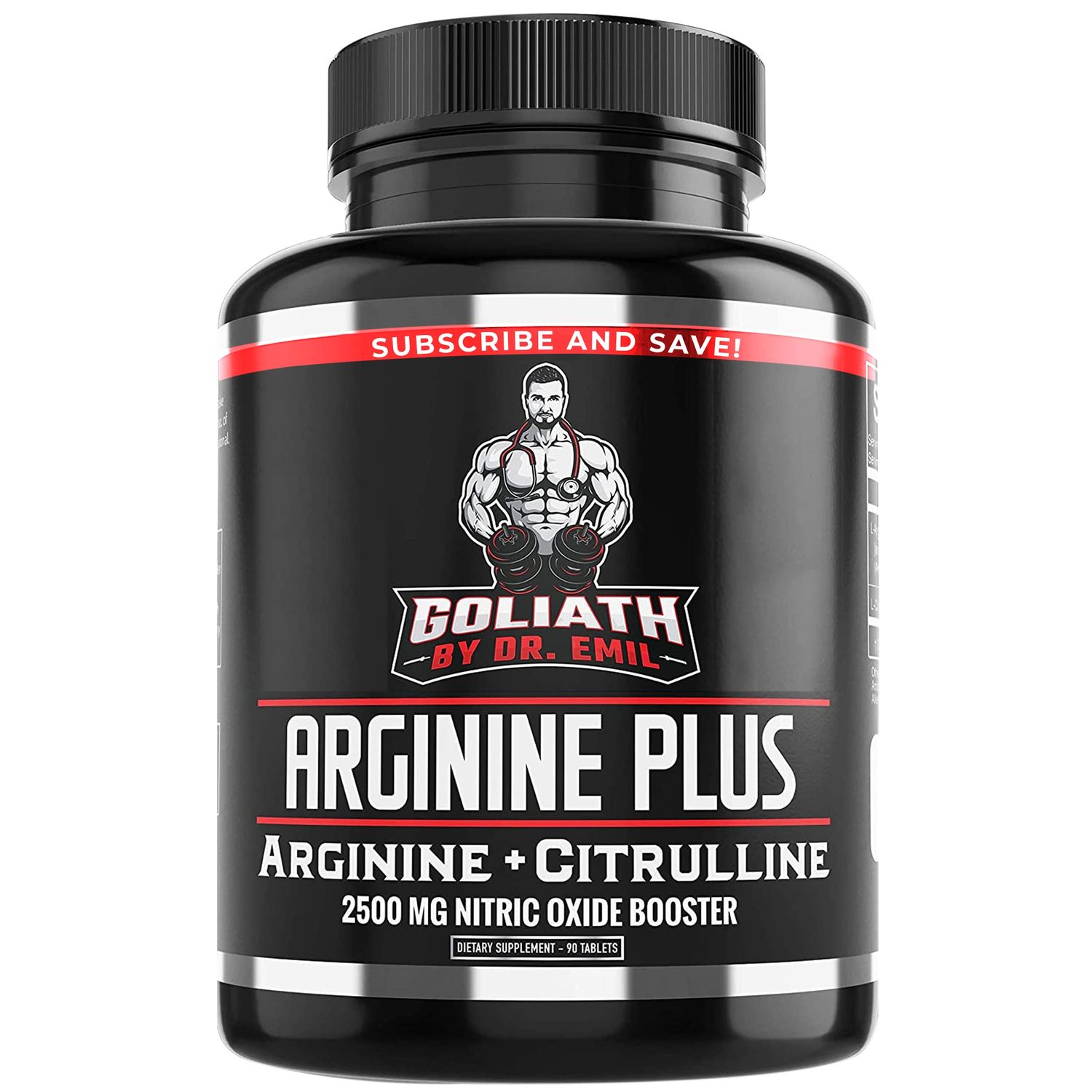 Dr. Emil - L Arginine (3150mg) Highest Capsule Dose - Nitric Oxide Supplement for Vascularity, Endurance and Heart Health (AAKG and HCL) - 90 Tablets