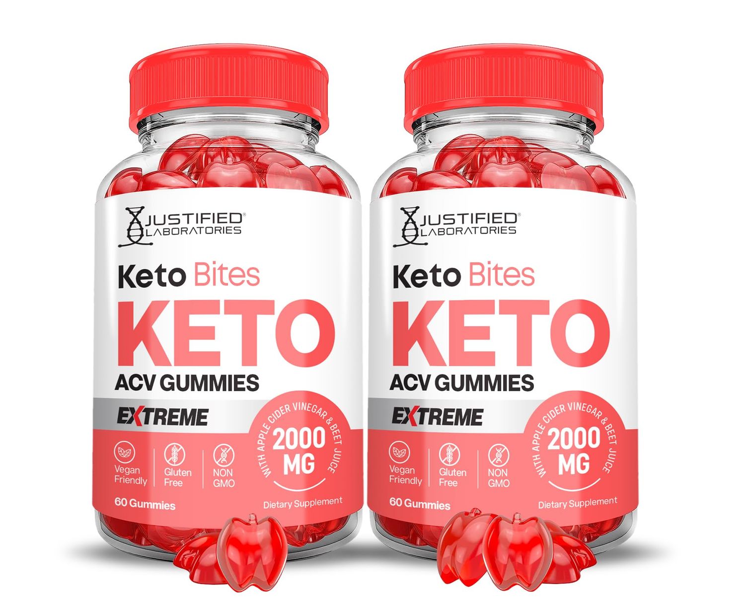 (2 Pack) Keto Bites Keto ACV Gummies Extreme Formula 2000MG Vegan Non GMO with Pomegranate Juice Beet Root B12 120 Gummys