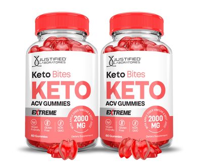 (2 Pack) Keto Bites Keto ACV Gummies Extreme Formula 2000MG Vegan Non GMO with Pomegranate Juice Beet Root B12 120 Gummys