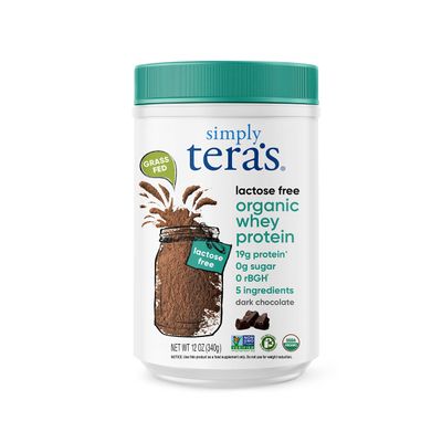 Simply tera&#39;s Lactose Free Whey Protein Powder - Lactose Free Protein Powder, Dark Chocolate Protein Powder with Lactose Free Whey Protein, Non-GMO, Organic - 12 Oz