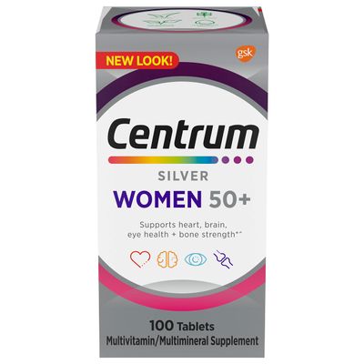 Centrum Silver Women&#39;s Multivitamin for Women 50 Plus, Multivitamin/Multimineral Supplement with Vitamin D3, B Vitamins, Non-GMO Ingredients, Supports Memory and Cognition in Older Adults - 100 Ct