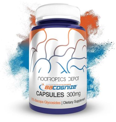 Nootropics Depot BaCognize Bacopa Monnieri 300mg Capsules (120 Count) Ayurvedic Herb Non-GMO, Gluten Free, and Vegetarian Friendly