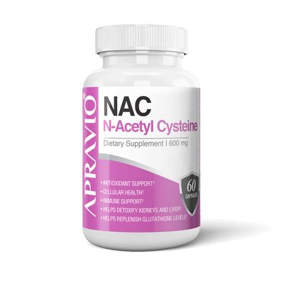 APRAVIO NAC Supplement (N-Acetyl Cysteine) 600 mg, Antioxidant Support, Immune Support, Kidney &amp; Liver Health, 60 Capsules
