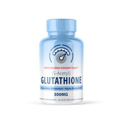 S-Acetyl L-Glutathione - Acetylated Glutathione Supplement 300mg - Works as Antioxidant Support, Liver, &amp; Skin Vitality - Highly Bioavailable L Glutathione Supplement - 60 Pure Glutathione Capsules