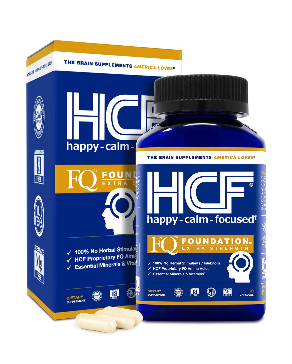 HCF A20 Microbead Brain Supplements for Memory and Focus + Brain Support, Calm, Mood, Alertness, Attention, Vision, Sleep, Immune System, 20 Premium Nootropic Nutrients Multivitamin &amp; 7 Advances Tech