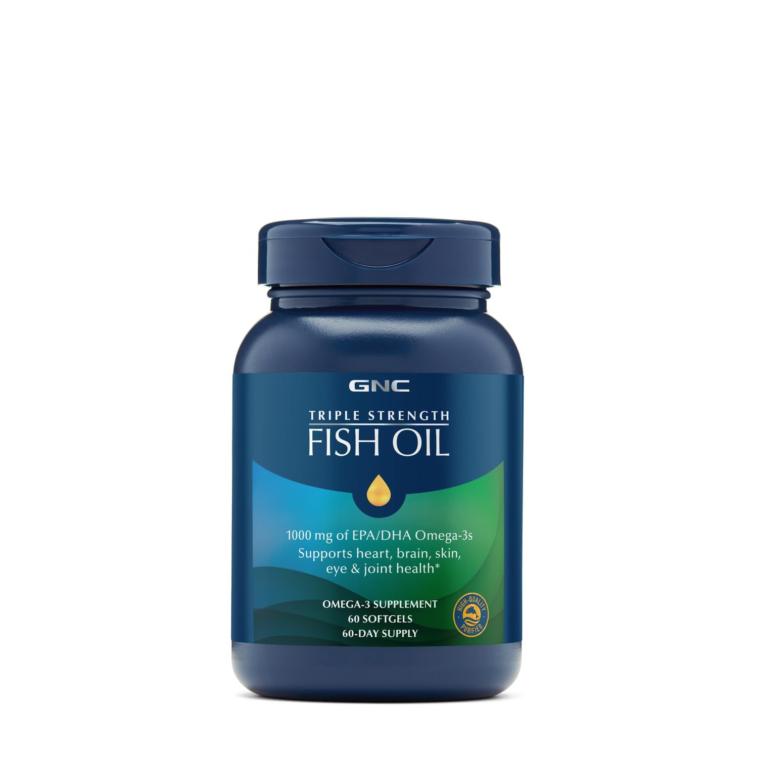 GNC Triple Strength Omega 3 Fish Oil 1000mg, 60 Count, Supports Joint, Skin, Eye, and Heart Health