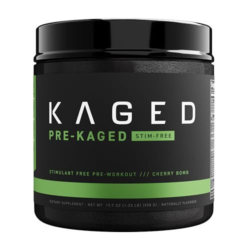 Kaged Pre Workout Powder Pre-Workout Elite Stim-Free for Men &amp; Women | Power, Stamina, Focus, Pumps | L-Citrulline, Beta Alanine, Creatine | Caffeine-Free | Orange Mango | 20 Servings