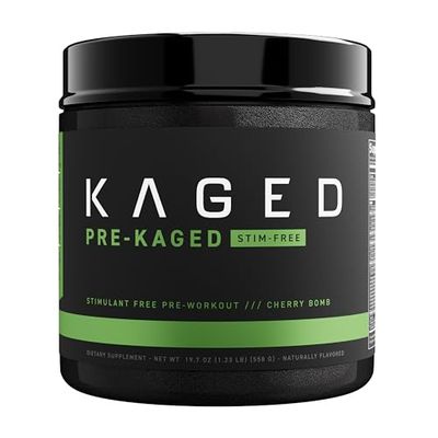 Kaged Pre Workout Powder Pre-Workout Elite Stim-Free for Men &amp; Women | Power, Stamina, Focus, Pumps | L-Citrulline, Beta Alanine, Creatine | Caffeine-Free | Orange Mango | 20 Servings