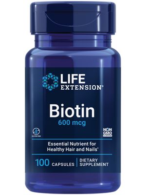 Life Extension Biotin 600 mcg Vitamin B7 Support Supplement for Beautiful Hair, Nails &amp; Beyond - Gluten-Free, Non-GMO - 100 Capsules