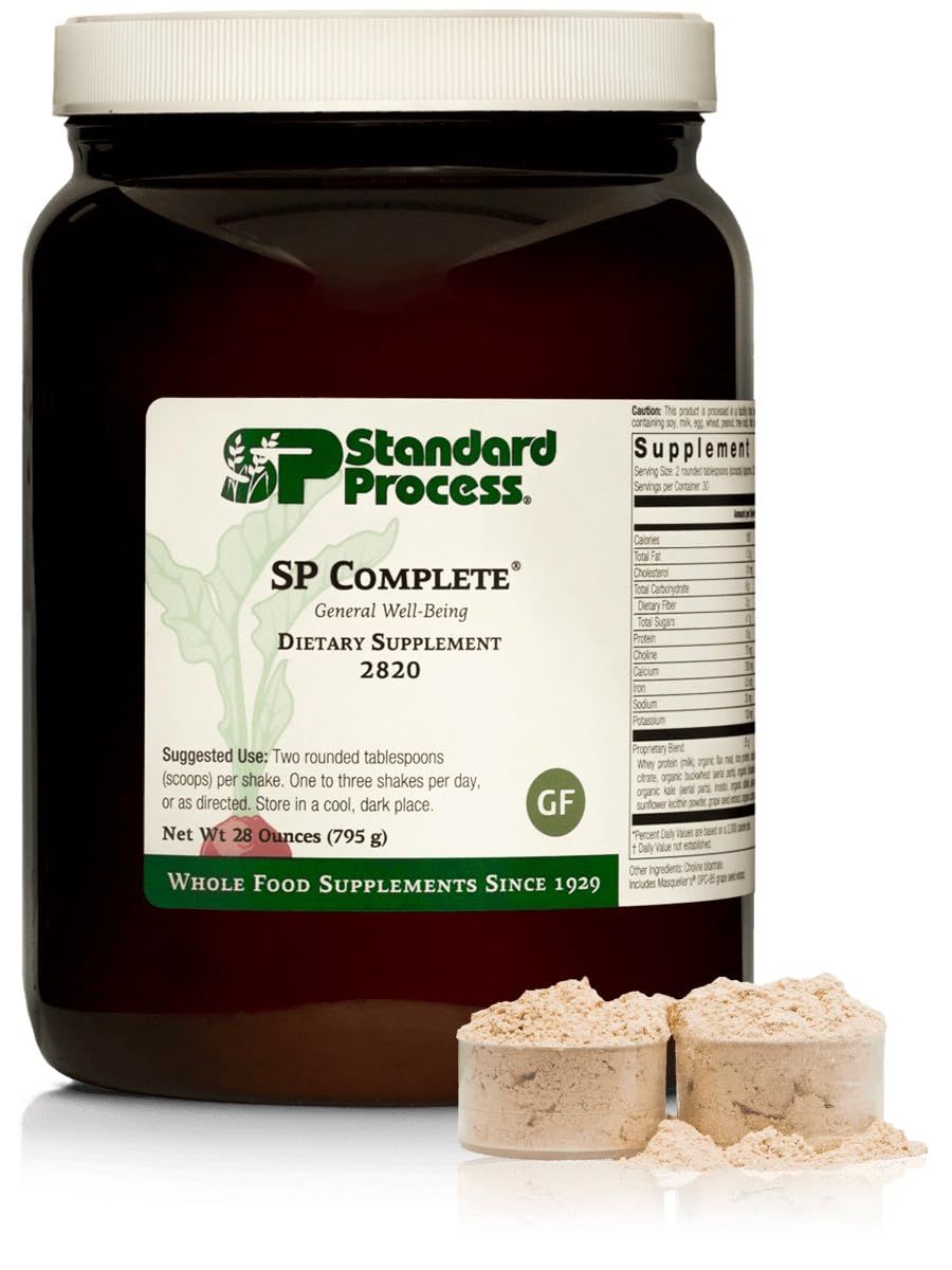 Standard Process SP Complete - Whole Food Nutrition with Amino Acids, Immune Support and Antioxidant Support with Rice Protein, Grapeseed Extract, and Choline - Vegetarian - 28 Ounce, 30 Servings