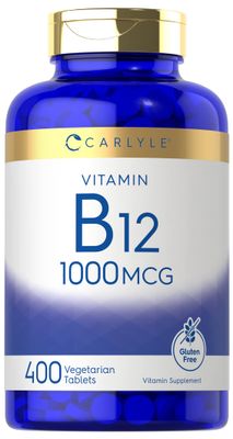 Carlyle Vitamin B12 1000mcg | 400 Tablets | Vegetarian, Non-GMO, Gluten Free Supplement