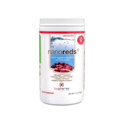 Biopharma Scientific Nanoreds: Reds Superfood Fruit & Vegetable Powder Smoothie Mix for Digestive Health & Immunity with Antioxidants, VitaminC, Elderberry, Pomegranate, Berry Flavor, 30 Servings