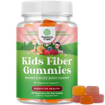 Kids Fiber Gummy Prebiotics Supplement - Soluble Fiber Gummies for Kids for Easing Constipation and Supporting Digestive Health Kids Fiber Gummies Immune System Booster Delicious Gummy Vitamins