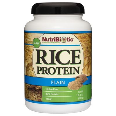NutriBiotic - Plain Rice Protein, 1 Lb 5 oz (600g) - Low Carb, Keto-Friendly, Vegan, Raw Protein Powder - Grown &amp; Processed Without Chemicals, GMOs or Gluten - Easy to Digest &amp; Nutrient-Rich