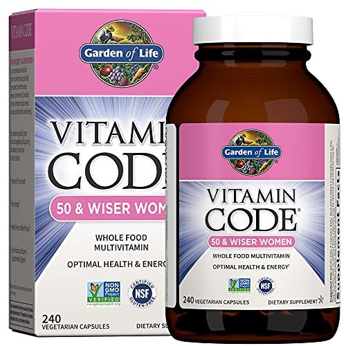 Garden of Life Multivitamin for Women 50 &amp; Over, Vitamin Code Women 50 &amp; Wiser Multi - 240 Capsules with Vitamins A, B, C, D3, E &amp; K, CoQ10, Probiotics &amp; Enzymes