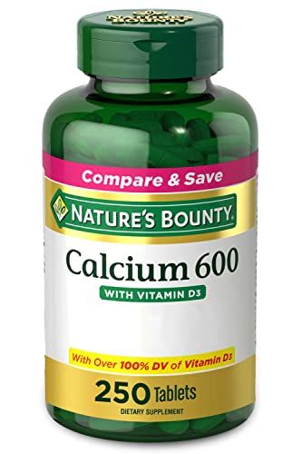 Nature&#39;s Bounty 600mg Calcium Carbonate &amp; 800IU Vitamin D3, Supports Immune &amp; Bone Health, 250 Count