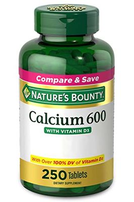 Nature&#39;s Bounty 600mg Calcium Carbonate &amp; 800IU Vitamin D3, Supports Immune &amp; Bone Health, 250 Count